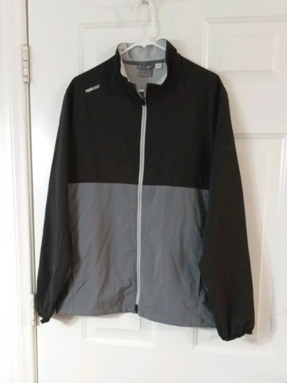 Puma Full Zip Golf Windbreaker Men's Size Large Black And Gray